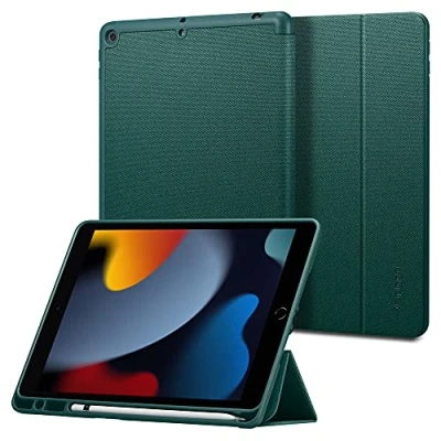Image of Spigen Urban Fit Compatible With iPad 10.2 Inch Case Auto Wake/Sleep 9th Generation (2021) / 8th (2020) 7th (2019) Midnight Green