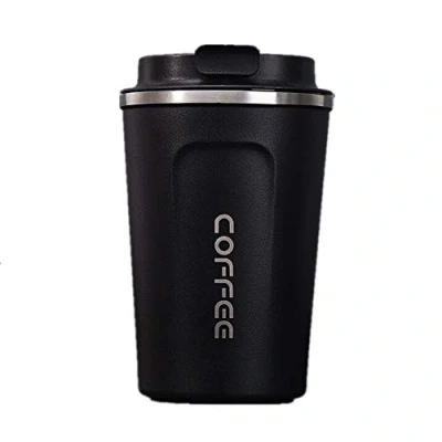 Image of Gteller Stainless Travel Mug, Double Wall Steel Insulated Vacuum Tumbler with Lid (Black, 13oz)