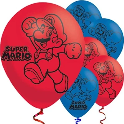Image of (PKT) Super Mario Bros 4 Sided Latex Balloons 11&quot;/27.5cm (6 pk)