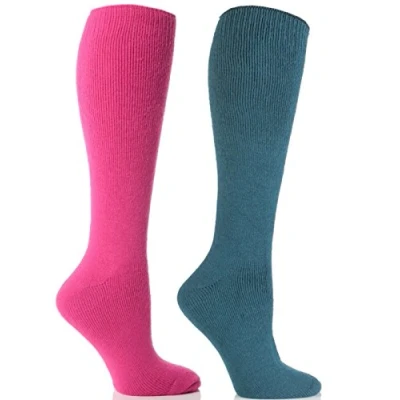 Image of 2 Pairs of Ladies &#039;David James&#039; Gentle Grip Top Wellington Boot Socks / UK Size 4 8 Eur 37 41