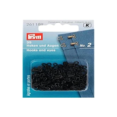 Image of Prym Steel No.2 Black Hooks and Eyes 1 Unit