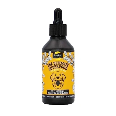 Image of Proflax Natural Skin &amp; Coat Supplement for Dogs Supports Healthy Coat, Colour Pigments Promotes Calmness and Relaxation Fast Acting Vet Approved Herbal Tincture 100ml