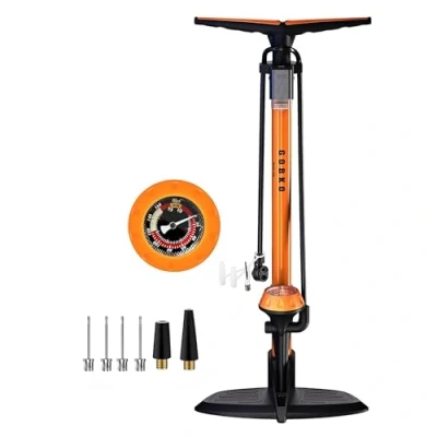 Image of GOBKO Bike Pump Bicycle Floor with Gauge, Pumps Presta and Schrader tire multifunctional Air for Road MTB Sports Balls High Pressure 160Psi &amp;11Bar