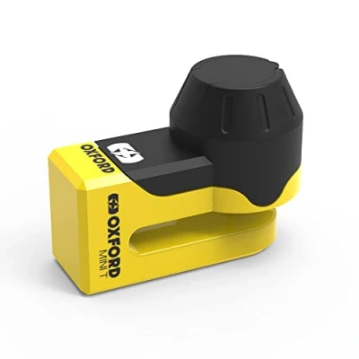 Image of Oxford Mini T Disc Lock. LK291 Motorcycle/Scooter/Motorbike/Bicycle Yellow