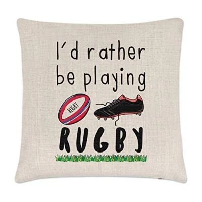 Image of Gift Base I&#039;d Rather Be Playing Rugby Linen Cushion Cover