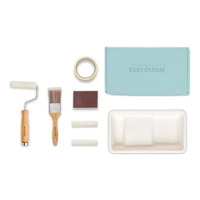 Image of Rust Oleum Ready to Roll Eco Paint Kit (Small) Bathroom Wood &amp; Cabinet Gloss Soft Blues