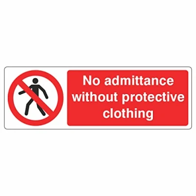 Image of 300mmx100mm No Admittance without Protective Clothing Sign Self Adhesive
