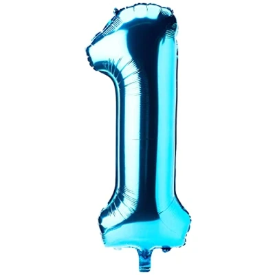 Image of Powder Blue Number 1 Shaped Large Foil Balloon (86cm) Piece Perfect for Birthday Parties and Special Events