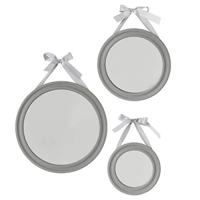 Image of Atmosphera Decorative Wall Mirror Set with Ribbon 3 Pieces in Set, Grey, Colour:grey