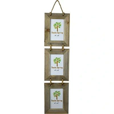 Image of 4&quot; x 6&quot; Wooden Hanging Triple Photo Frame By Nicola Spring