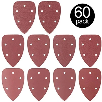 Image of Rustark Mouse Detail Sandpaper Sanding Paper Assorted 40/60/80/100/120/180/240/320/400/800 Grits Pads Hook and Loop Pack of 60