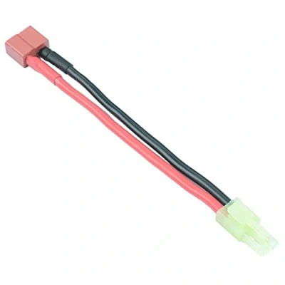 Image of RC Female Deans T Connector to Male Mini Tamiya Adapter 100mm