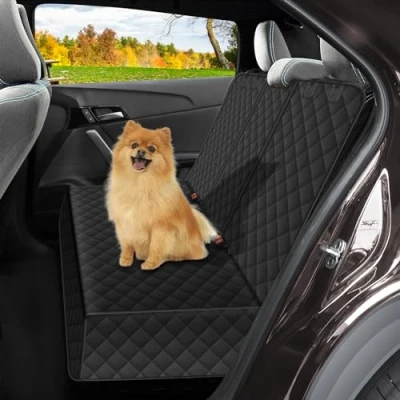 Image of Lydonberg Dog Car Seat Covers, Waterproof Nonslip Scratch proof Washable Rear Protector with Side Flaps Arm Rest Opening, Universal for Car, Trucks, SUV(Black)