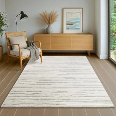 Image of the carpet Everest modern short pile with high low effect, 3D density and pleasantly soft, Panglao design, cream, 160 x 230 cm