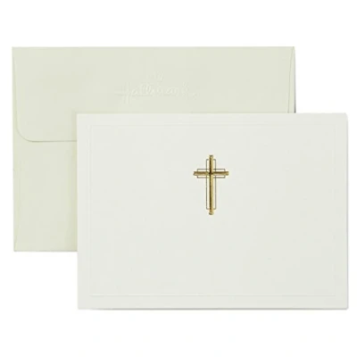 Image of Hallmark Religious Blank Cards, Gold Cross (20 Cards with Envelopes)