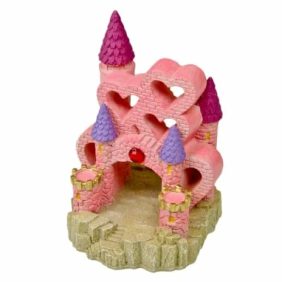 Image of Blue Ribbon Rosewood Polyresin Castle of Hearts Aquarium Ornament, Large