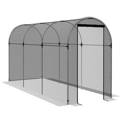 Image of Outsunny Fruit Cage Bird Netting, Heavy Duty and Vegetable Protection Tent with Zipped Door, Anti Bird, Insects, Small Animals, 1.2 x 3.6 1.9m, Black