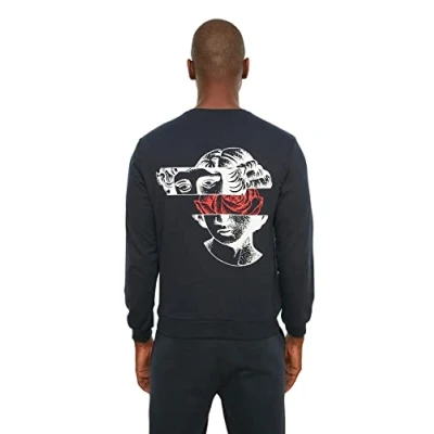 Image of Trendyol Man Regular fit Basic Crew neck Knitted Sweatshirt Navy Blue