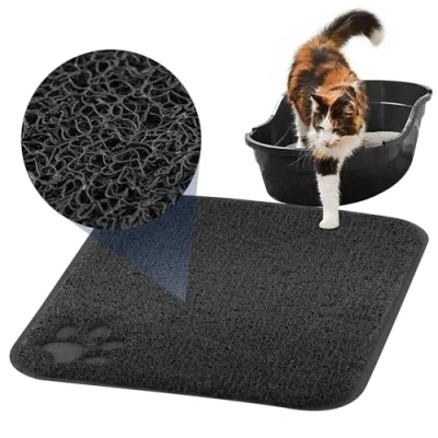 Image of GEEZY Cat Litter Mat 45x37cm, Black Large Rectangle Trapper Waterproof Non Slip Durable Tray Easy to Clean, Great for Boxes &amp;
