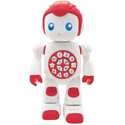 Image of LEXIBOOK ROB15EN Powerman First Smart Interactive Learning Toy for Kids Dancing Plays Music Quiz Numbers Shapes Colors Boy Girl Robot Junior Red/White