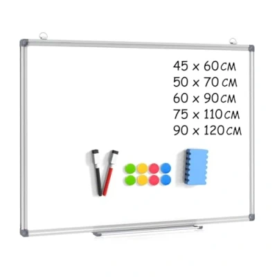 Image of DOLLAR BOSS Magnetic Whiteboard 60 X 90 cm Dry Erase White Board for Walls with Pen Tray, Aluminium Trim and Wipe Writing Surface School, Home Office
