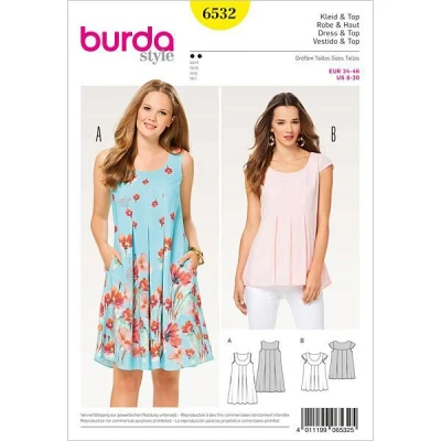 Image of Burda SEWING PATTERN MISSES&#039; LOOSE FITTING DRESS SIZE 8 20 6523