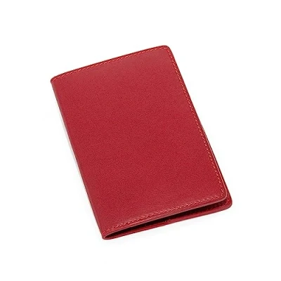 Image of Passport Case for Men and Women Holder 100% Genuine Full Grain Leather Entirely Handmade by Skilled Artisans in Italy Storing your Cards Red