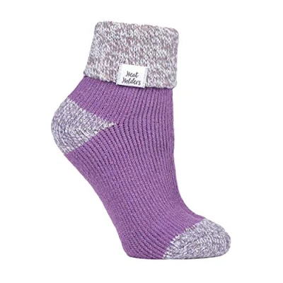 Image of HEAT HOLDERS Ladies Thick Soft Cute Fleece Lined Low Cut Ankle Winter Thermal Sleep Socks (4 8 uk, Lilac (S Rib))