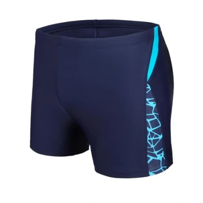 Image of AMZSPORT Swimming Trunks Men, Quick Dry Swim Shorts Beach Board Swimwear, Navyblue S