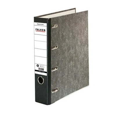 Image of Original Falken recycled double folder cloud marble. Made in Germany. 7 cm wide black for 2x DIN A5 landscape filing with glued spine label Account statement Ring binder Blue Angel.