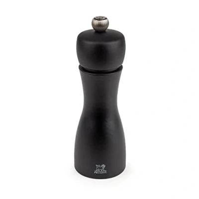 Image of Peugeot Tahiti Manual Pepper Mill Adjustable Grinder Matt Black, Beechwood, 15 cm