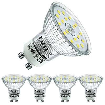 Image of EACLL GU10 LED Bulbs Cool White 4.9W Equivalent 75W Halogen, Pack of 4, 710 Lumens 6000K, AC 230V Flicker Free Spot Light, Wide Beam Angle 120, Non Dimmable Energy Saveing Reflector Lamp
