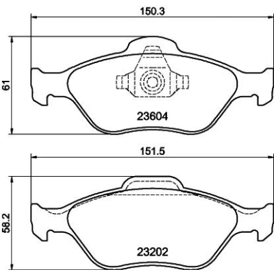 Image of 1E073323Z, 1E073323ZA, 1E073323ZB, 1E103323Z, D3Y03328ZA Brake pad set HELLA 8DB 355 008 901 not prepared for wear indicator FORD: FIESTA 6, 5