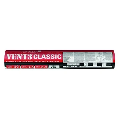 Image of Cromar Building Products Vent 3 Classic 1 x 25m Breathable Roofing Underlay, Grey, m