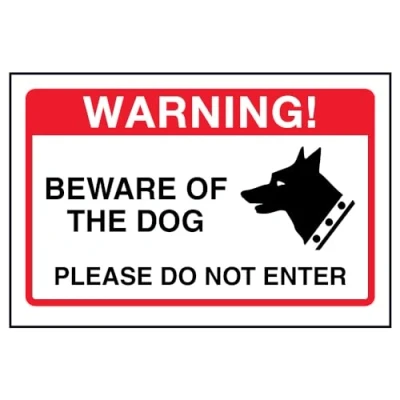 Image of V Safety Beware Of The Dog, Please Do Not Enter Sign 150mm x 100mm 1mm Rigid Plastic