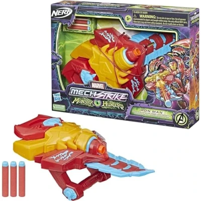 Image of Marvel Hasbro Avengers Mech Strike Monster Hunters Iron Man Blast Blade Roleplay Toy, Toys for Children Aged 5 and Up
