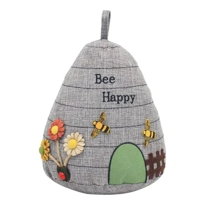 Image of Lesser and Pavey Grey Fabric Bee Happy Hive Doorstop LP49321 Home Decor