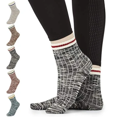Image of CityComfort Womens Socks, Multipack of Trainer Ankle Socks for Women Teens, (Contrast Cuff, 4 7)