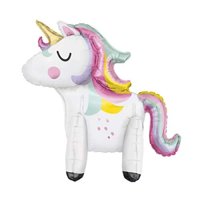 Image of Enchanting Giant Standing Unicorn Foil Balloon Centerpiece (76cm) Perfect Party Decor for Magical Celebrations 1 Pc