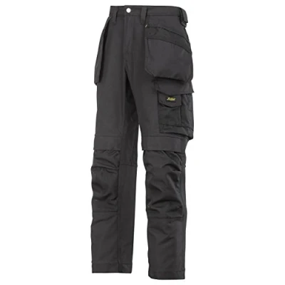 Image of Snickers Craftsmen Holster Pockets Trousers, Canvas+ Black/Black Waist 36&quot; Inside leg 35&quot;