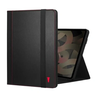 Image of TORRO Case Compatible with iPad Air 13 Premium Leather 2024 Cover Stand Function, Apple Pencil Connectivity (Black Red Detail)