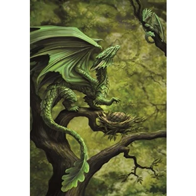 Image of Age of Dragons Forest Dragon Draco Saltus Fantasy Art Anne Stokes Greeting Card