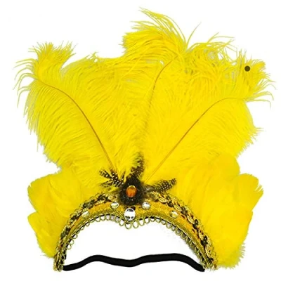 Image of Carnival Feather Headpiece Showgirl Headband Roaring 20s 1920s Flapper Head Band Vintage Gatsby Party Accessories