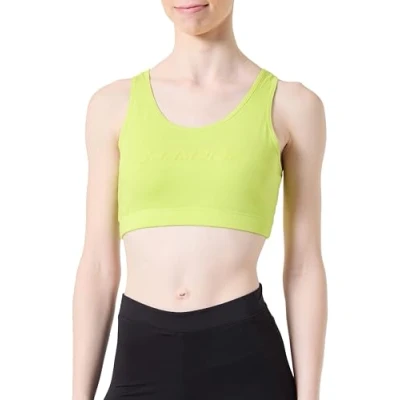 Image of Champion Ctech BRA Medium support sports bra, Women&#039;s, Size: Small, Neon yellow