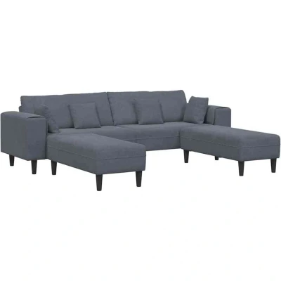 Image of vidaXL Velvet Sofa with Cushion Pillow 3 pcs Dark Grey