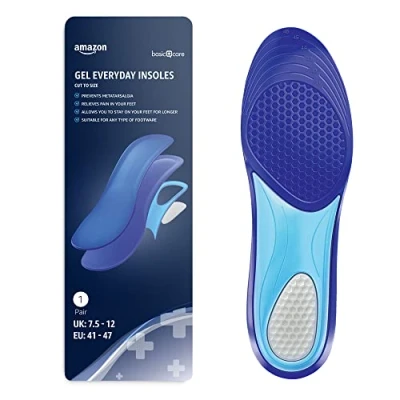 Image of Amazon Basic Care Gel Everyday Insoles, Size 41/47, Blue