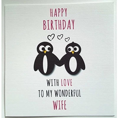 Image of Happy Birthday With Love to my Wonderful wife Handmade Card