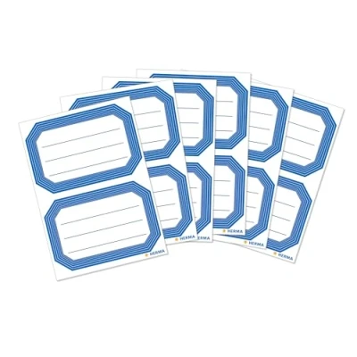 Image of Herma Book Labels Blue Frame Lined 82X55 Mm Self Adhesive (Blue, White, Rectangle, On White)