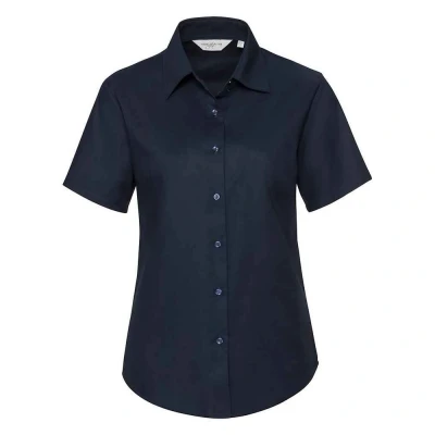 Image of Russell Athletic Collection Womens/Ladies Oxford Short Sleeved Shirt (Bright Navy) Navy/Blue Size X Large