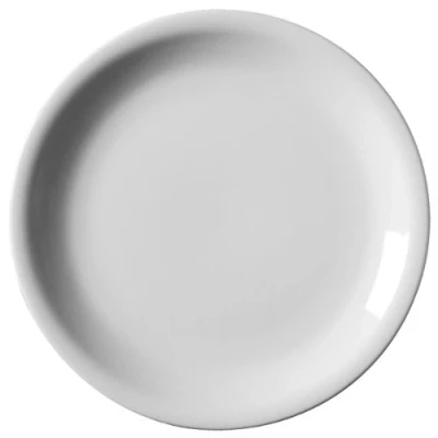 Image of Genware Royal Narrow Rim Plates 24cm Pack of 6 9.25inch Dinner Plates, White Porcelain Commercial Quality Tableware by